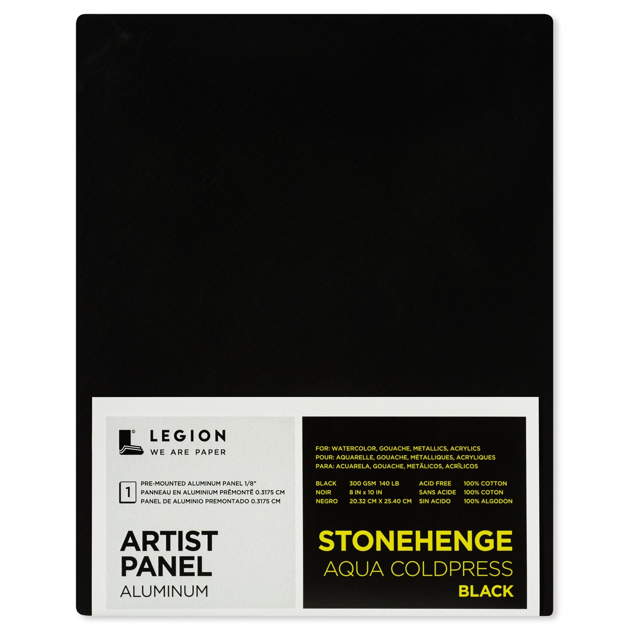 Stonehenge Aqua Coldpress Pre-Mounted Aluminum Panel 5"X7"-Black, For Wet Media
